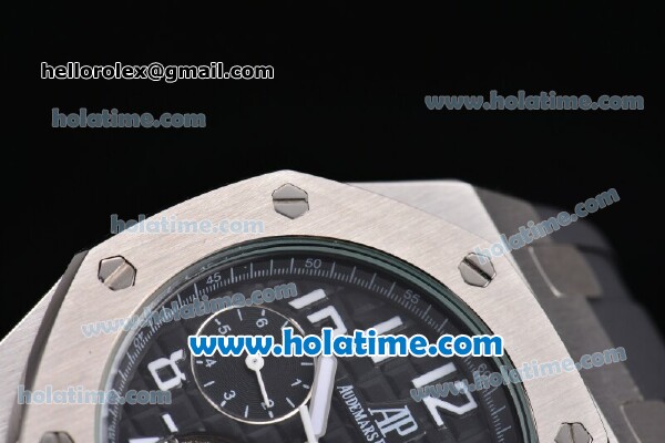 Audemars Piguet Royal Oak Offshore Tourbillon Automatic Movement Black Grid Dial with White Number Markers and Black Rubber Strap - Click Image to Close